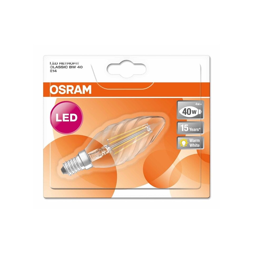 Osram Retrofit Classic 40W E14 LED Candle Filament Light Bulb - Warm White
