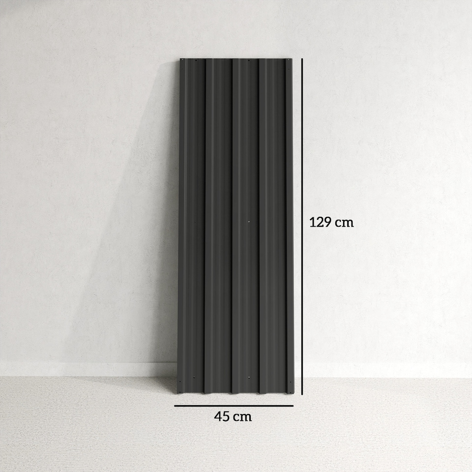 image 1 of Outsunny Corrugated Roofing Sheets, Pack of 12, Galvanised Metal Roofing Sheets for Greenhouse, Garage, Storage Shed, Carport, 129 x 45cm, Black | Black | 129L x 45Wcm