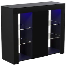 Vida Designs Azura 1 Door LED Large Sideboard Buffet Cabinet Storage, Black