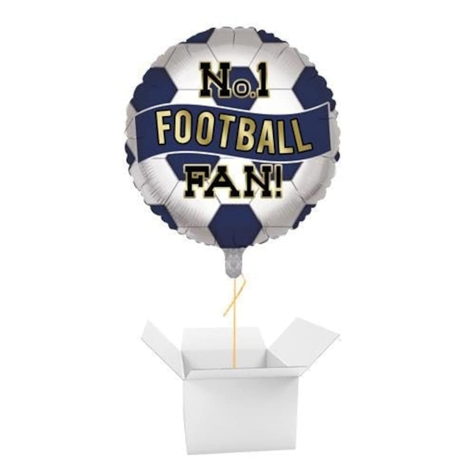 Navy Blue & White No. 1 Football Fan Round Foil Helium Balloon - Inflated Balloon in a Box | Blue