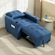 image 8 of HOMCOM 3-in-1 Single Sofa Bed, Convertible Sleeper Chair with Adjustable Backrest, Fabric Pull Out Chair Bed with Pillow, Side Pockets and Cup Holders for Living Room, Bedroom, Dark Blue | Blue