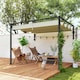 image 1 of Outsunny 2 x 3(m) Lean To Pergola with Retractable Roof, Wall Mounted Garden Gazebo Outdoor Sun Shade Shelter for Patio, Khaki