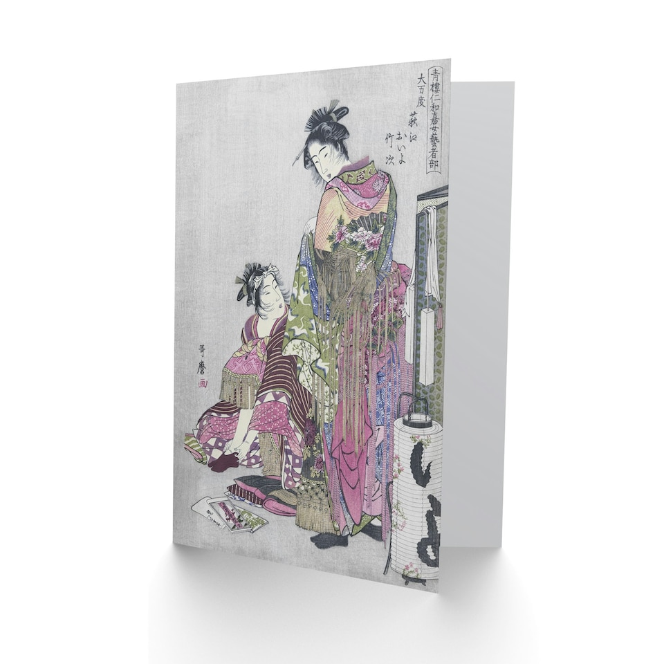 image 1 of Utamaro Kitagawa Japanese Art Card Husband And Wife Portrait
