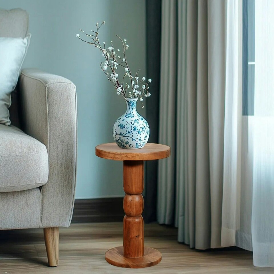 image 1 of Jaipur Acacia Wood Freestanding Side Table Brown