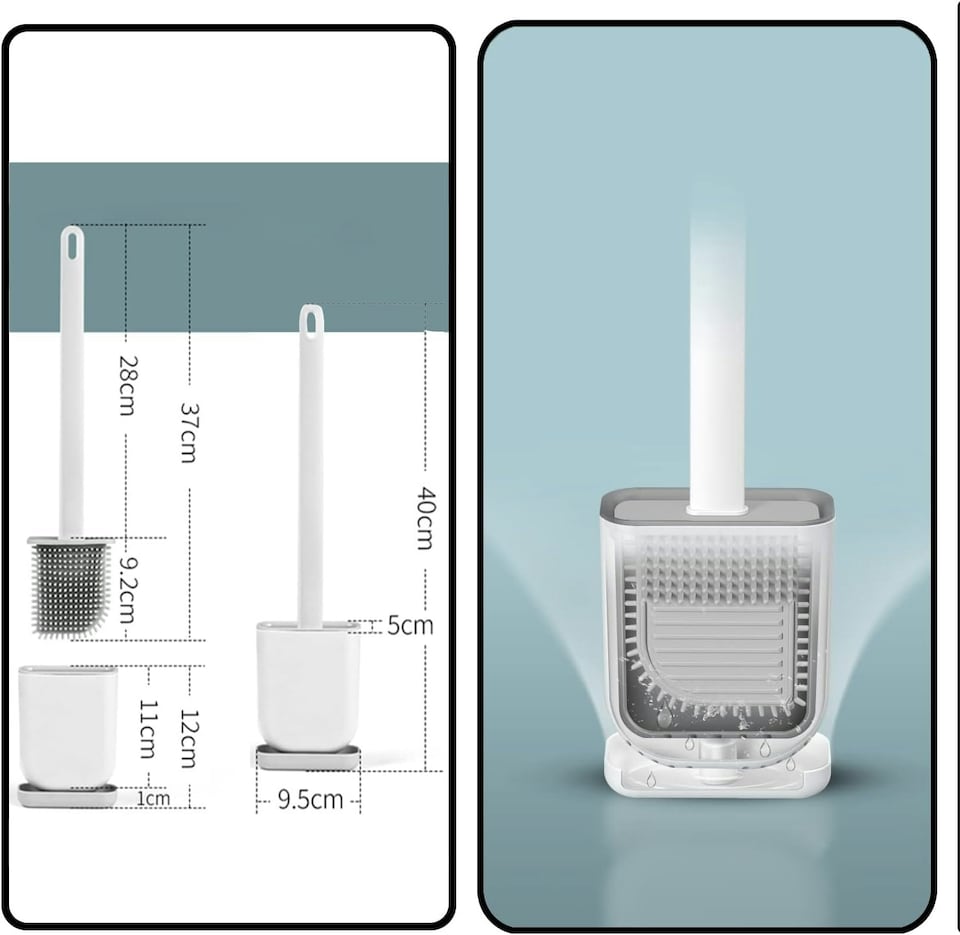 image 1 of Straame 2-Pack Silicone Toilet Brush Set (White) | White | 2