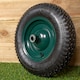 image 2 of Replacement 15" x 3.4" Pneumatic Heavy Duty Garden Wheelbarrow Wheel & Axel In Green