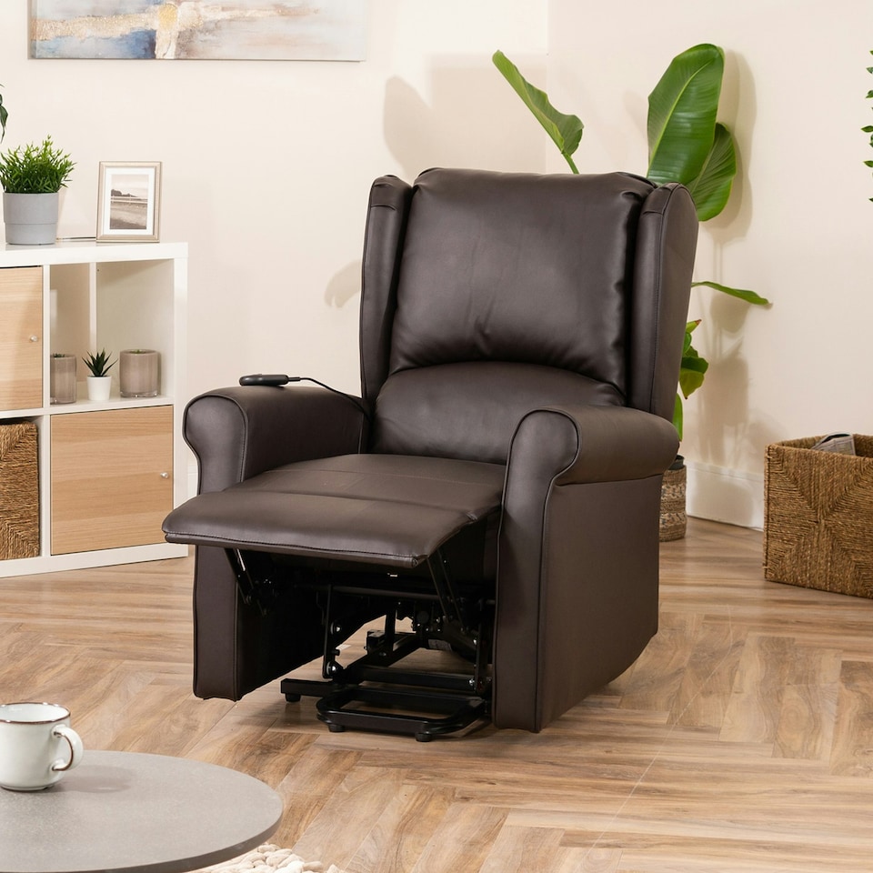 image 1 of Corcoran Electric Riser Recliner with Massage and Heat - Brown