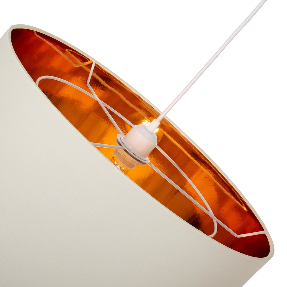 image 1 of Contemporary Cream Cotton 20 Floor/Pendant Lamp Shade with Shiny Copper Inner | Cream