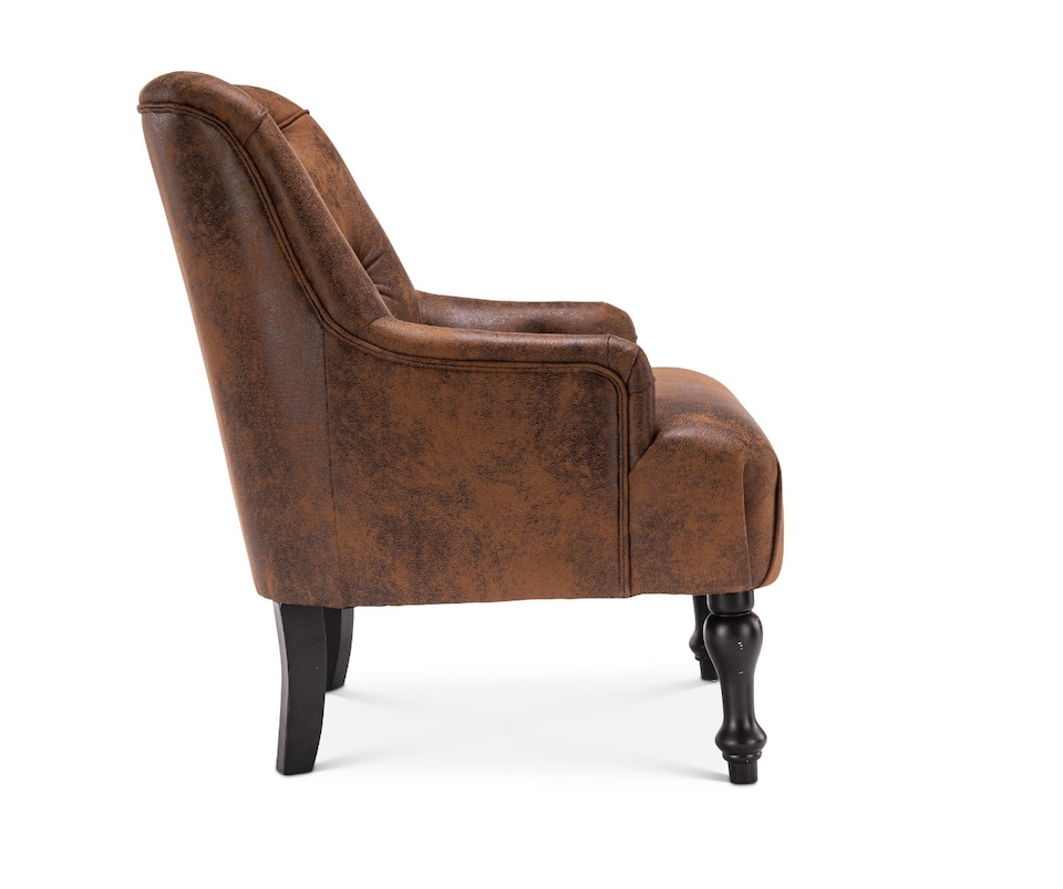 image 1 of Faux Leather Suede Brown Armina Accent Chair