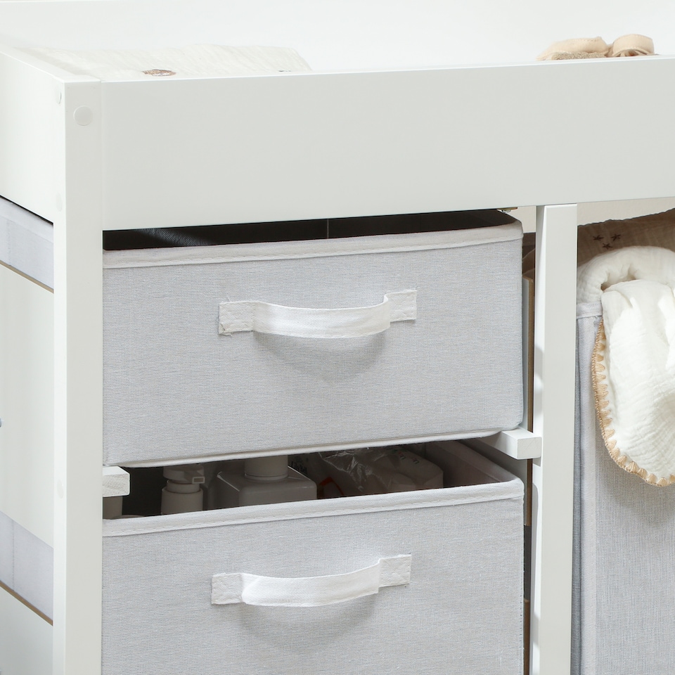 image 1 of AIYAPLAY Baby Changing Table with 4 Drawers, Nursery Diaper Baby Changing Unit for 0-12 Months (max. 11kg), with Mat, Infant Care Station for Bedroom Nursery | White