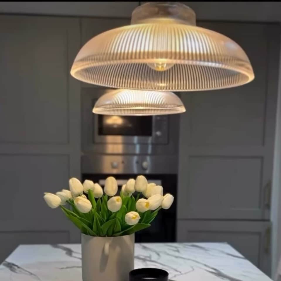 image 1 of CGC Jacinta XL Clear Ribbed Glass Extra Large Lampshade