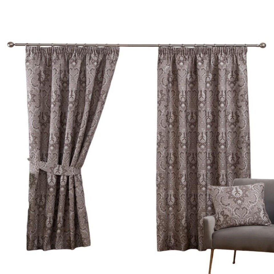 image 1 of Tegola Pencil Pleat Curtains - Grey - 229cm x 229cm