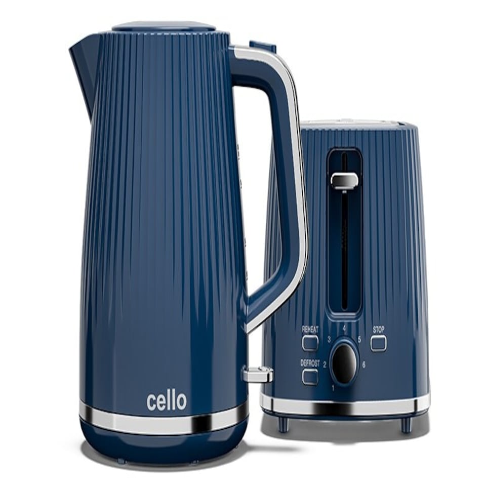 image 1 of Cello Breakfast Bundle - Textured Kettle + 2 Slice Toaster