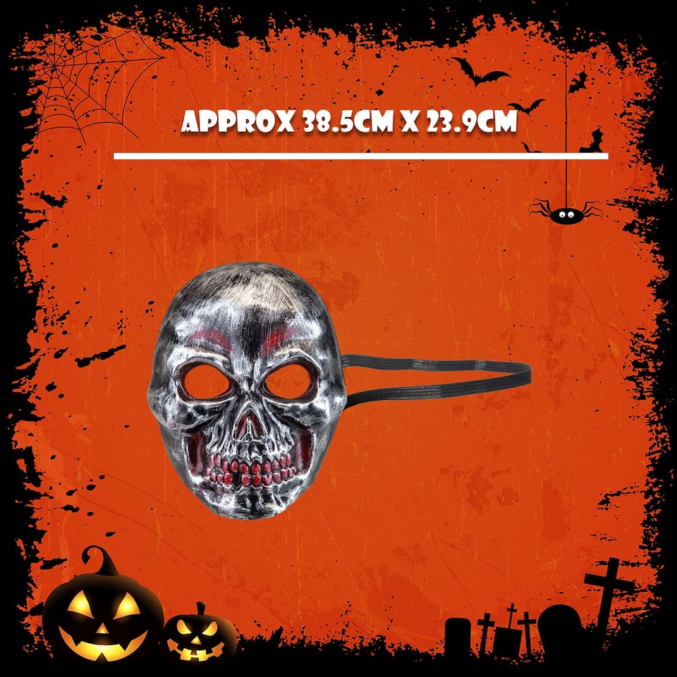 image 1 of vfm-estore Silver Skull Mask for Halloween Parties, Trick-or-Treat Costume Accessory