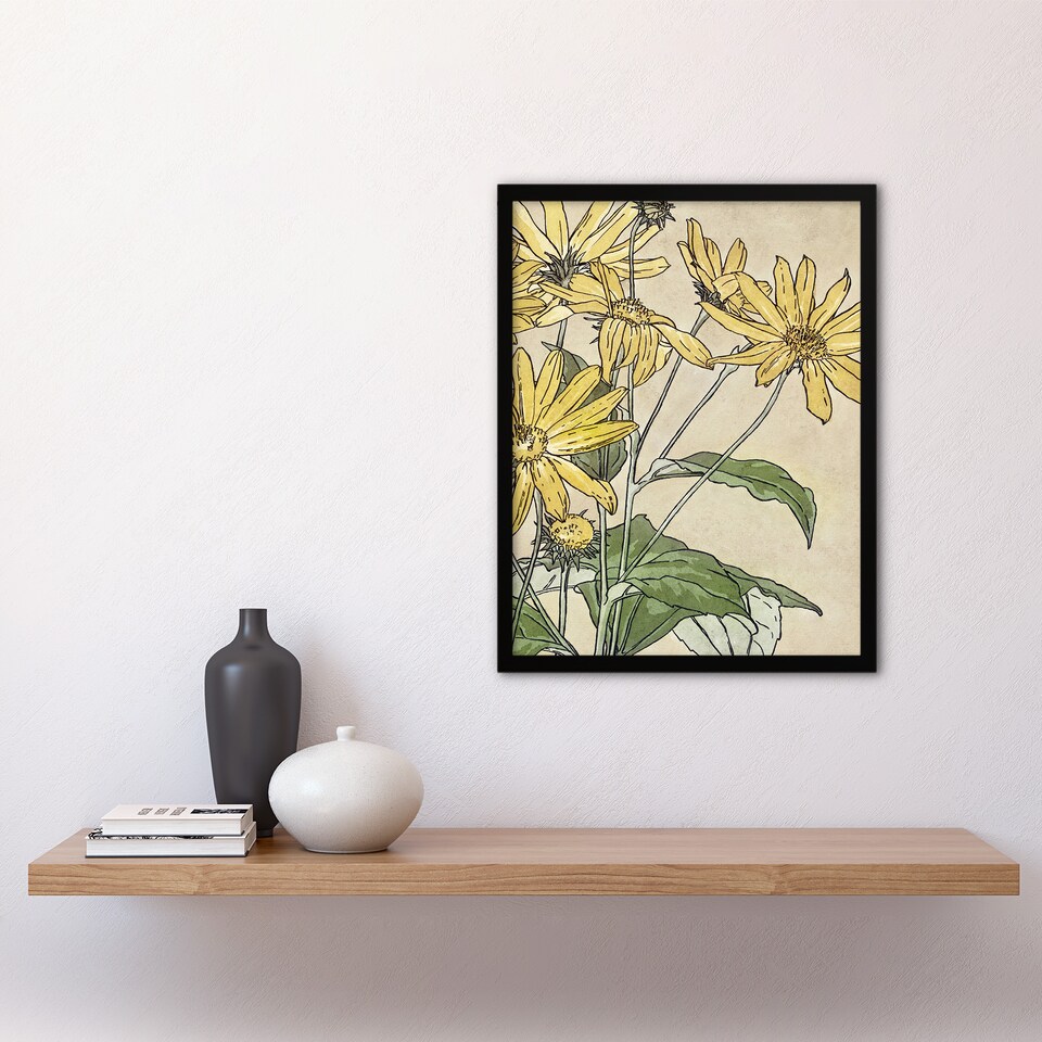 image 1 of Sunflowers Watercolour Vintage Framed Wall Art Print Overbeck 12x16"