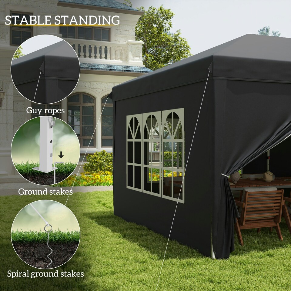 image 1 of Outsunny 3m x 6m Pop Up Gazebo Height Adjustable with Bag