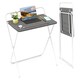 image 2 of COSTWAY 60CM Folding Computer Desk with Tablet Bracket Grey Grey