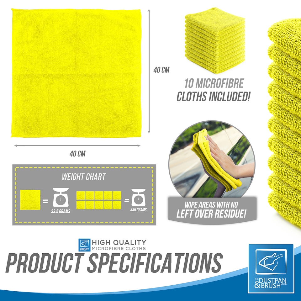 image 1 of Microfibre Cleaning Cloth 40x40cm Super Absorbent Lint Free Microfiber Cloths Cleaning for Home, Kitchen, Mirrors, Car - Pack of 10