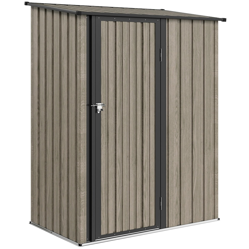 image 1 of Outsunny Outdoor Storage Shed Steel Garden Shed w/ Lockable Door Light Grey 
