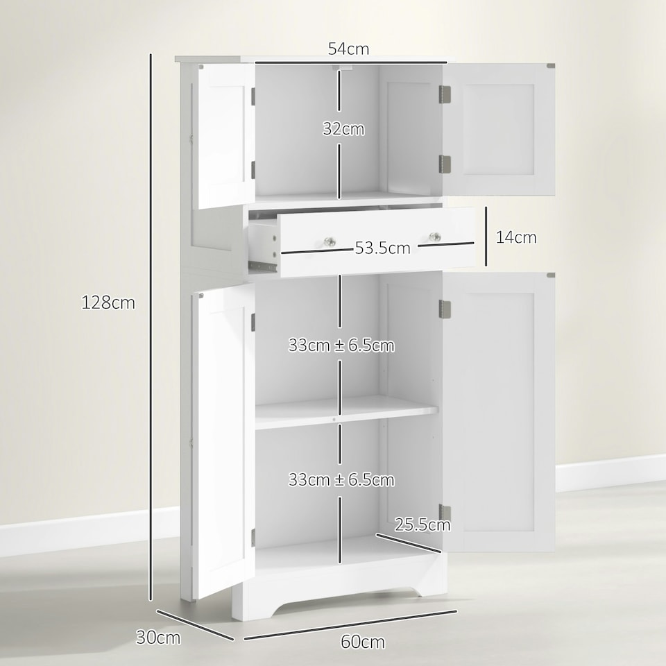 image 1 of HOMCOM Kitchen Cupboard Kitchen Cabinet with Drawer and Adjustable Shelf White