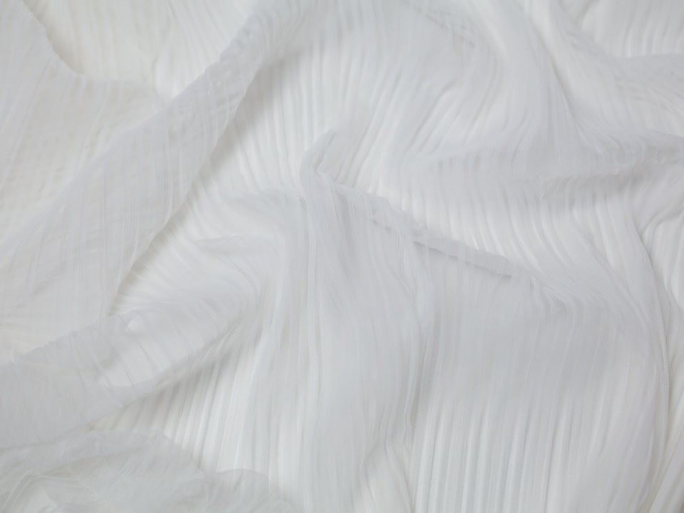 Minerva Core Range White Dolce Vita Pleated Tulle Net Fabric for Bridal, Dressmaking, 150cm / 59" Wide - per metre