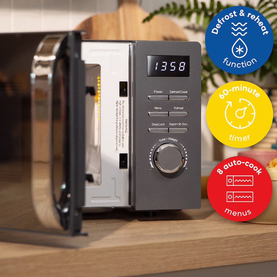 image 1 of Russell Hobbs RHMD818G Grey Microwave 20L Digital Legacy 800W Defrost Function