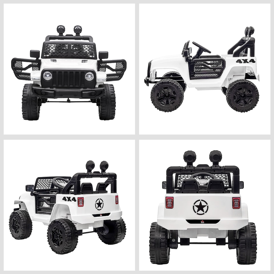 image 1 of HOMCOM Kids Electric Ride On Car 12V Off Road Toy with Parental Remote Control 2 Motors Horn Lights Suspension Wheels for 3-6 Years Old White