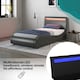 image 3 of Orion LED Lights Headboard Gaming Style Black Faux Leather Bed Frame (Single) | Black | Black | Single