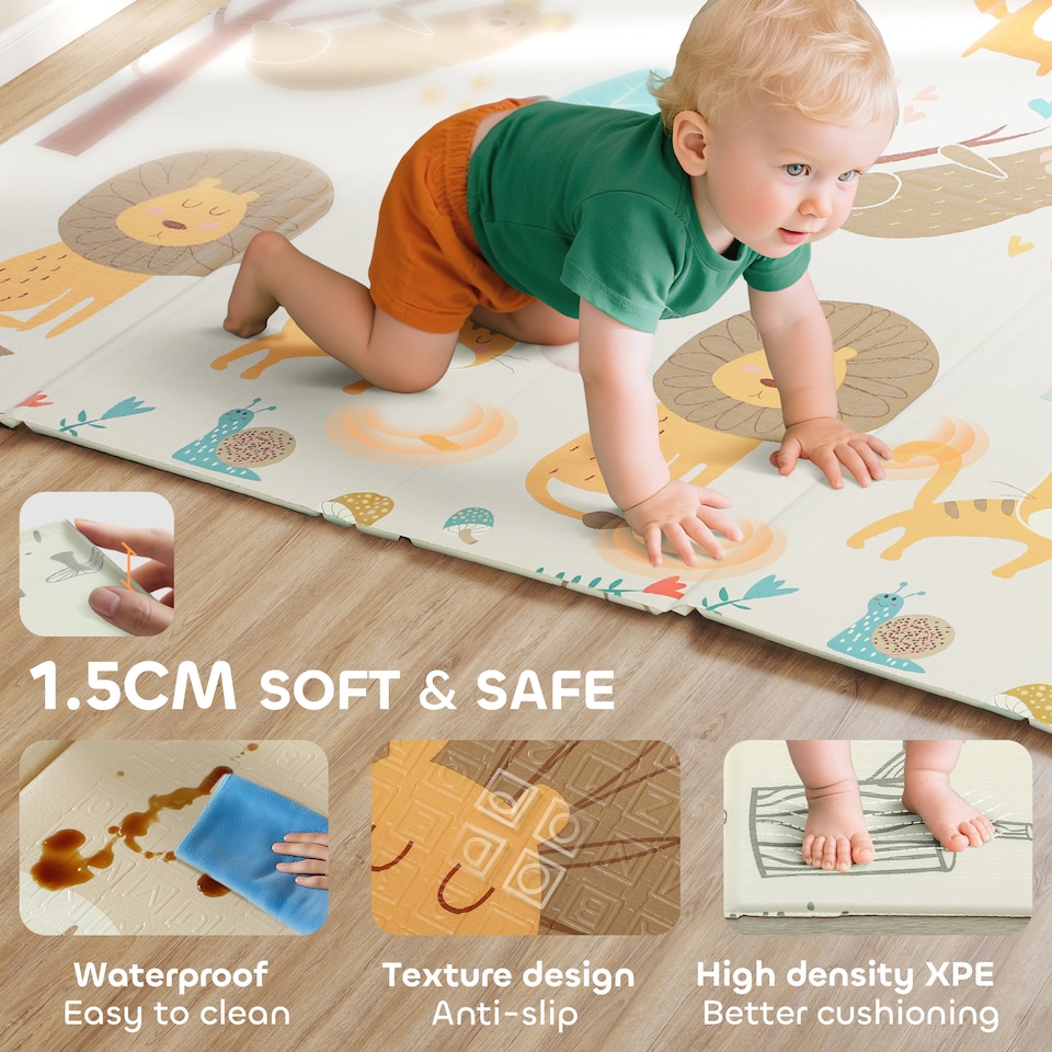 image 1 of AIYAPLAY Baby Play Mat, Foldable Activity Playmat, Animal Theme