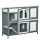 image 1 of PawHut Rabbit Hutch, Guinea Pig Hutch 2-Tier Wooden Cage w/ Ramp Roof, Grey