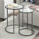 image 4 of Set Of 2 Round Nesting Coffee Tables With Tempered Glass Top Black Black