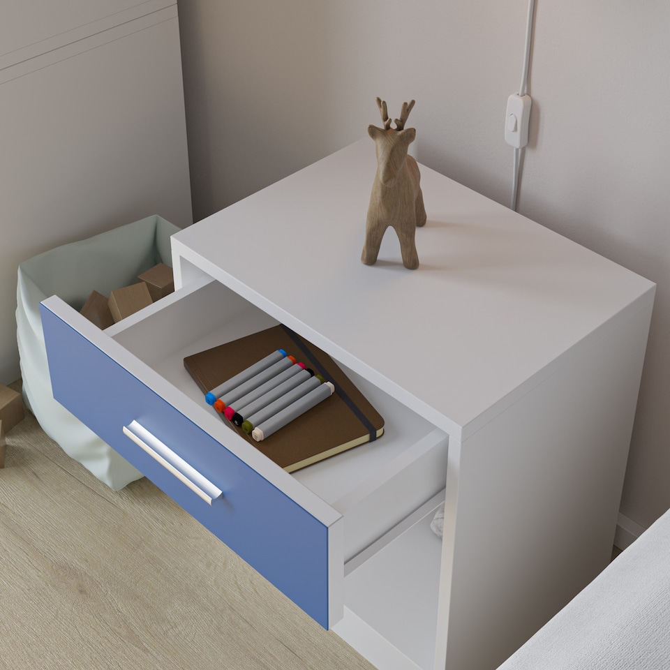 image 1 of Orlando Kids 1 Drawer White Bedside Table | White | 1