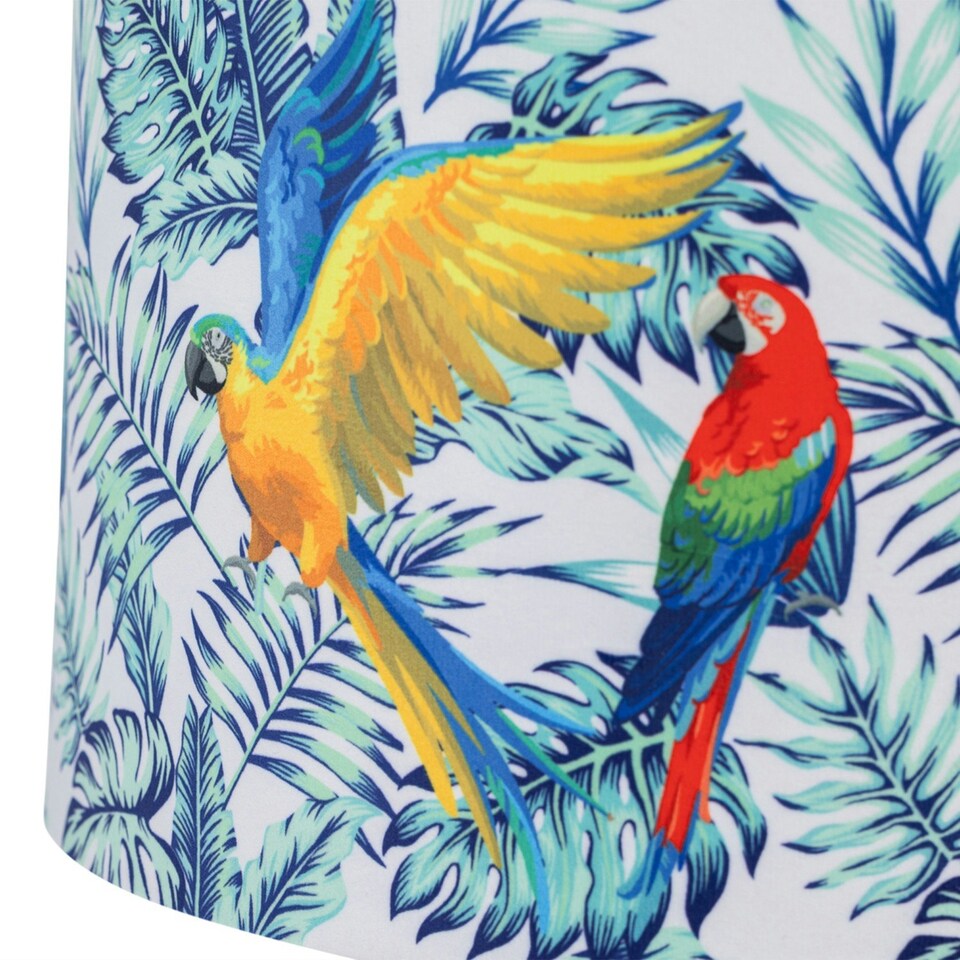 image 1 of Aura - Chrome Table Lamp with Parrot Velvet Shade Chrome | Multi