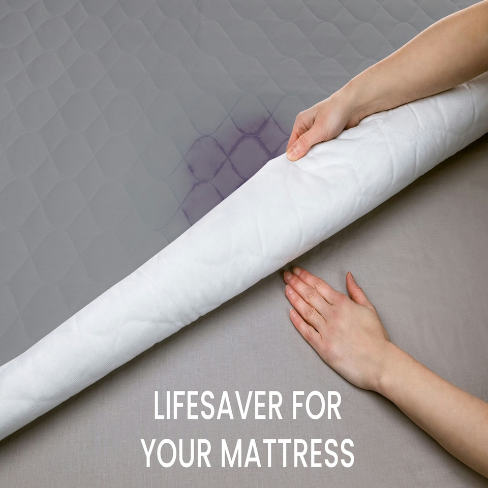 image 1 of Potty Training Bed Pads for Waterproof Protection - Bed Protector For Bed Wetting Toddlers & Children, Absolute Lifesaver for Your Mattress, 70x85 cm Grey | 2 pack | Small Single