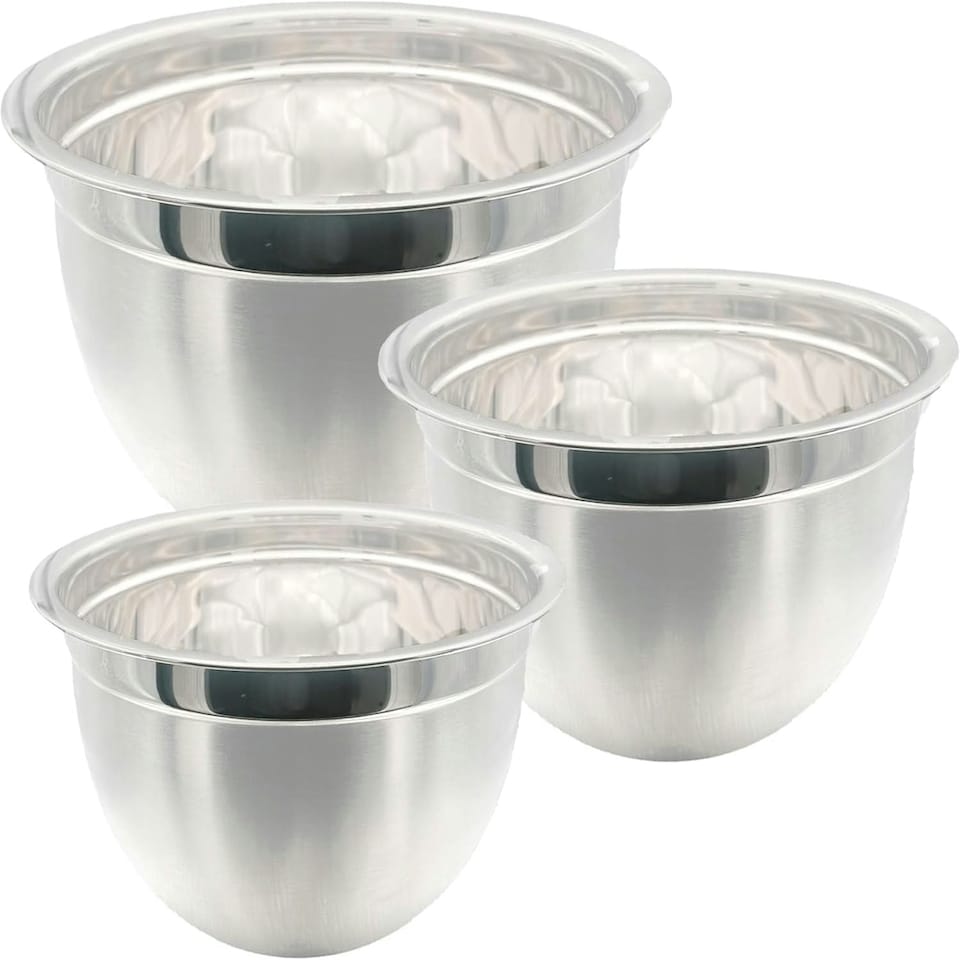 image 1 of Professional Stainless Steel German Mixing Bowls Set of 3