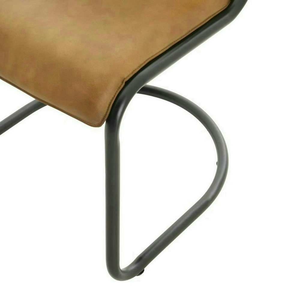 image 1 of Billy Leather Curved Dining Chair - Metal - L61 x W51 x H85 cm - Brown Brown