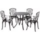 image 1 of Outsunny 5 Pieces Garden Dining Set for 4, Cast Aluminium Outdoor Dining Set with 4 Armchairs and Round Dining Table with Parasol Hole, Garden Furniture Set, Brown