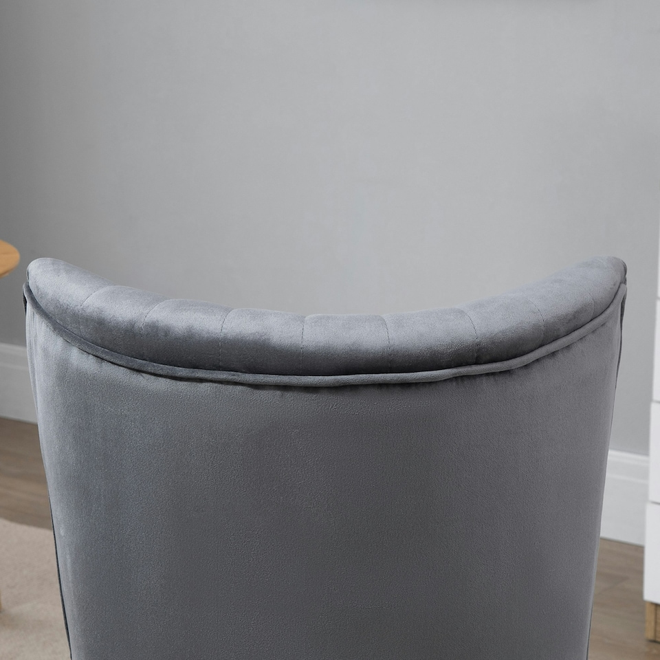 image 1 of HOMCOM Velvet Accent Chair Occasional Tub Chair for Living Room, Grey