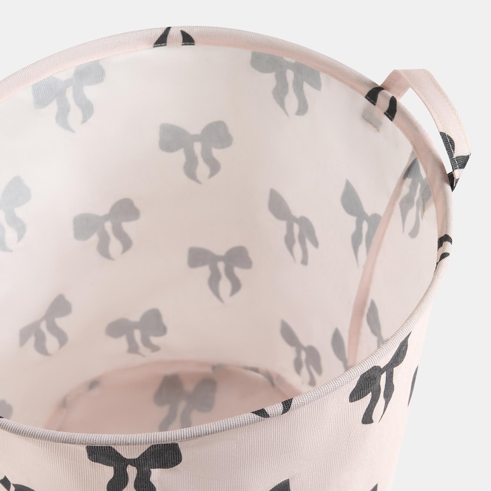 image 1 of OHS Kids Bows Print Laundry Basket Clothes Storage Toy Organiser | Multi | Monochrome