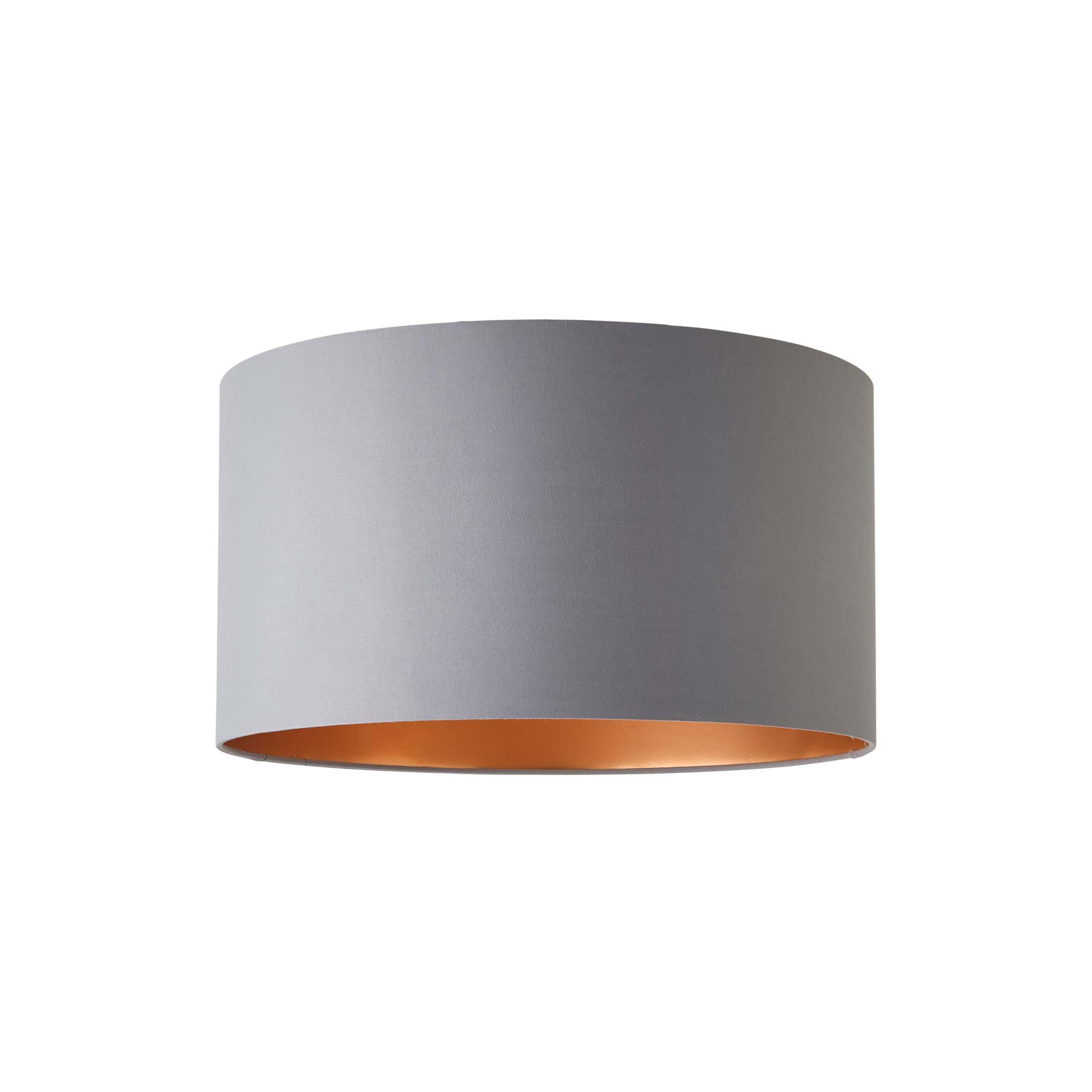 ValueLights Reni Grey with Metallic Copper Inner Easy Fit Ceiling Lamp Shade in Pale Grey | Size: Large