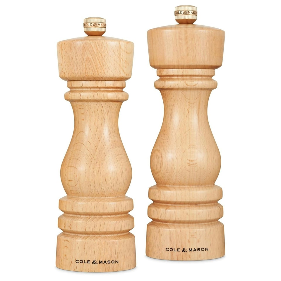 image 1 of Cole & Mason London Beech Wood Salt & Pepper Mill Set 180mm