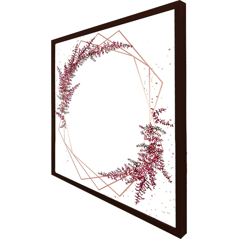 image 1 of Pink flower and geometric shapes (Picture Frame) Brown | Oak | S