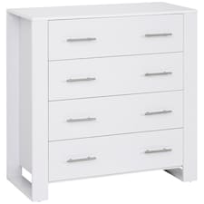 HOMCOM Chest Of 4 Drawers Storage Cabinet Bedroom Clothes w Metal Handles Base Freestanding Unit Furnishing Living Room White