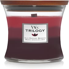 Woodwick Medium Hourglass Scented Trilogy Candle | Sun-Ripened Berries | with Crackling Wick | Up to 60 Hours Burn Time