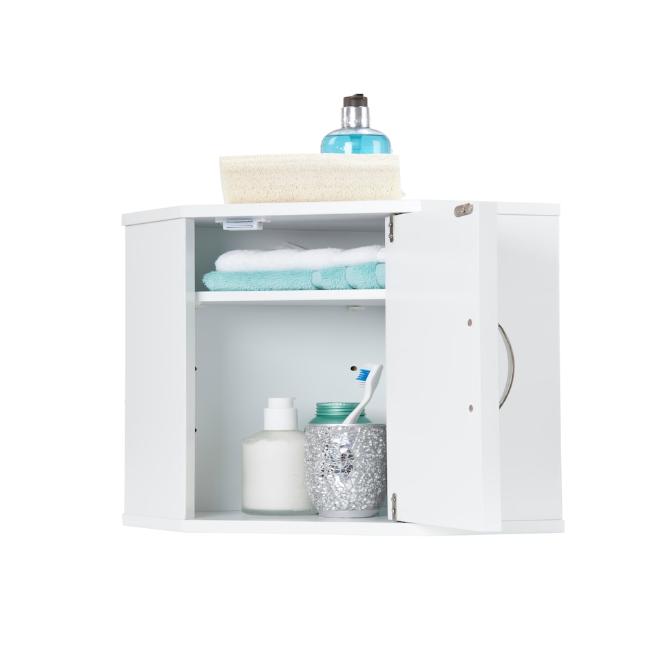 image 1 of Elegant Brands Salcombe White Wooden Bathroom Corner Cabinet White
