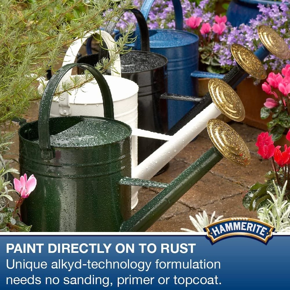 image 1 of Hammerite Smooth Cream 750ml with 1" Paint Brush