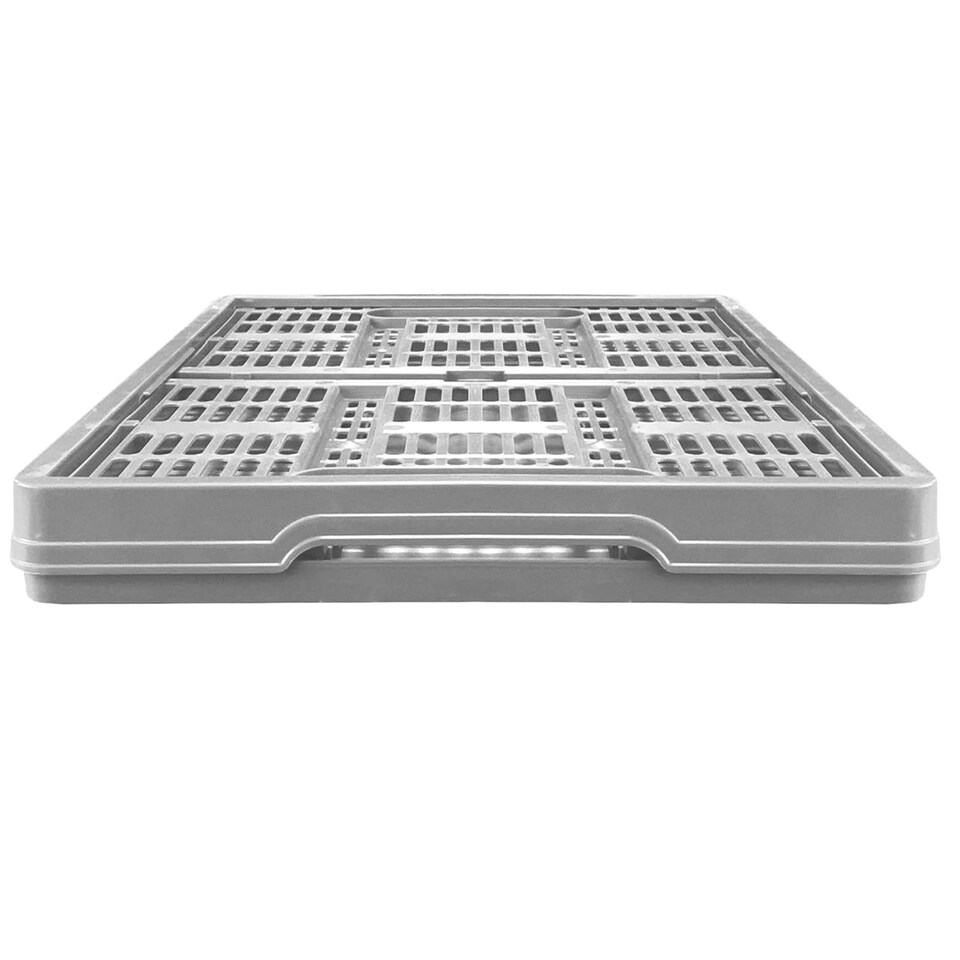 image 1 of 3 x Grey 32L Plastic Folding Crate Boxes With Handles Collapsible, Foldable & Stackable Grey