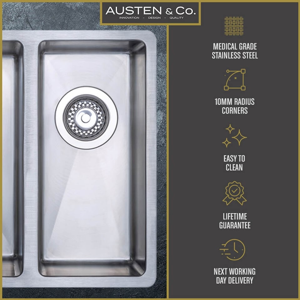 image 1 of Austen & Co. Orla Stainless Steel Inset/Undermount 1.5 Bowl Kitchen Sink