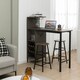 image 3 of COSTWAY 3PCS Bar Table & 2 Stool Dining Set Brown Brown