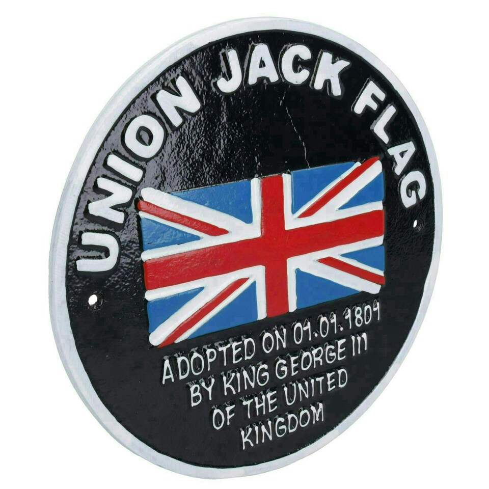 image 1 of Union Jack Flag Aluminium Sign Plaque Door Wall House Gate Garden GB Britain